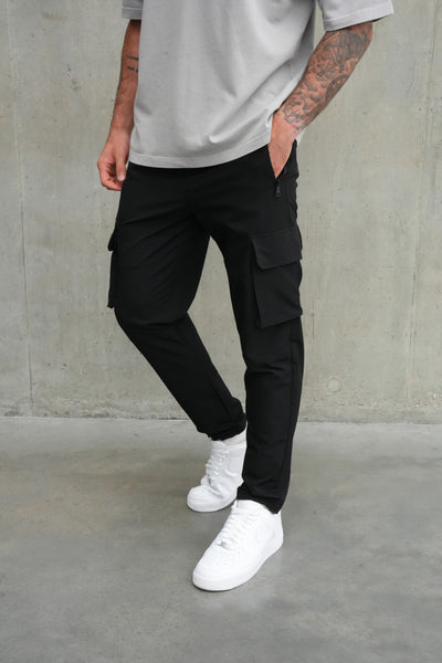 Slim Leg Cargo Pants — Black