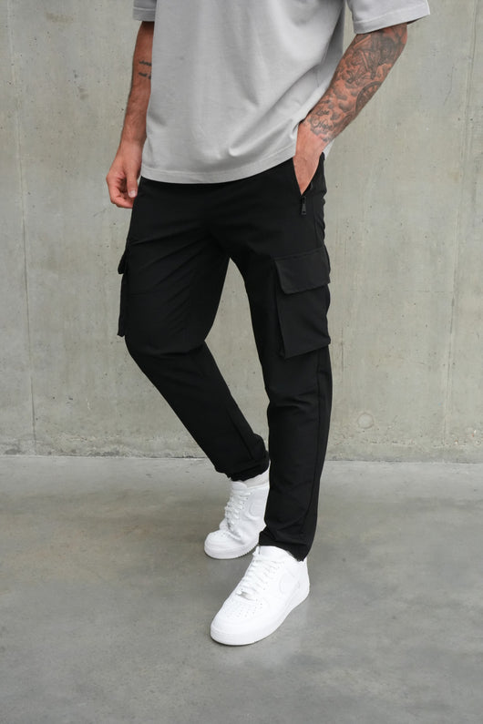 Slim Leg Cargo Pants — Black