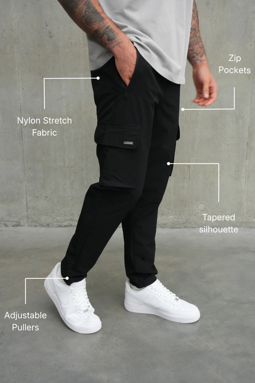 Slim Leg Cargo Pants — Black