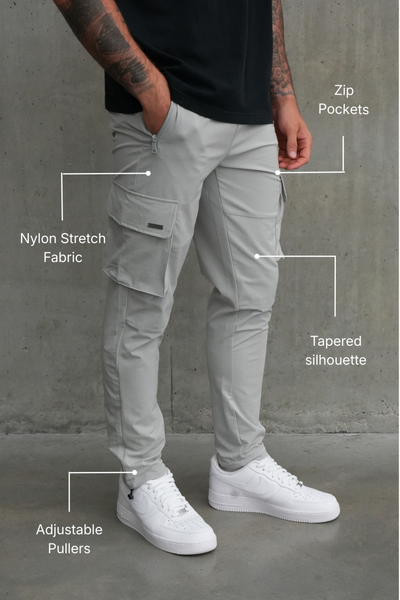 Slim Leg Cargo Pants — Grey