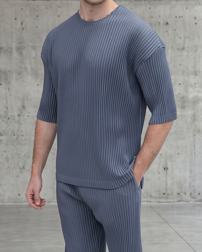 Pleated T-Shirt — Grey
