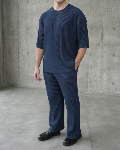 Pleated Trousers — Navy