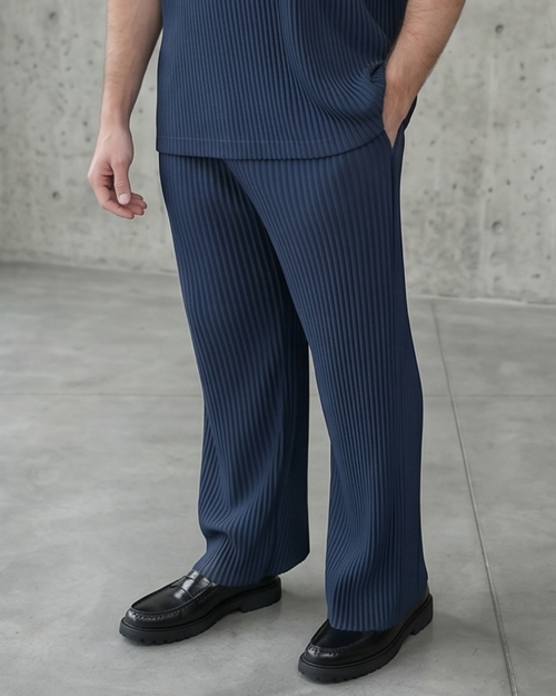 Pleated Trousers — Navy